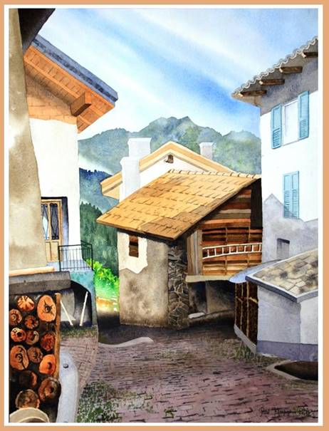 Le vieux chalet, Grumes (aquarelle)