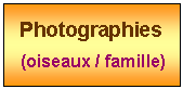Zone de Texte: Photographies
 (oiseaux / famille)
