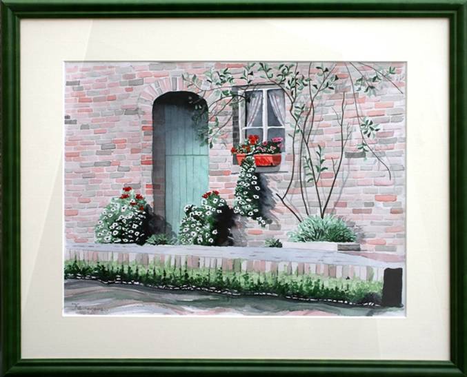 Aquarelle "Maison au bord du canal"